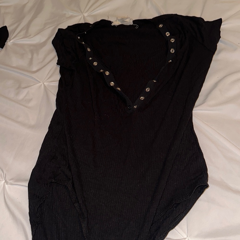 Ribbed button up short sleeve bodysuit